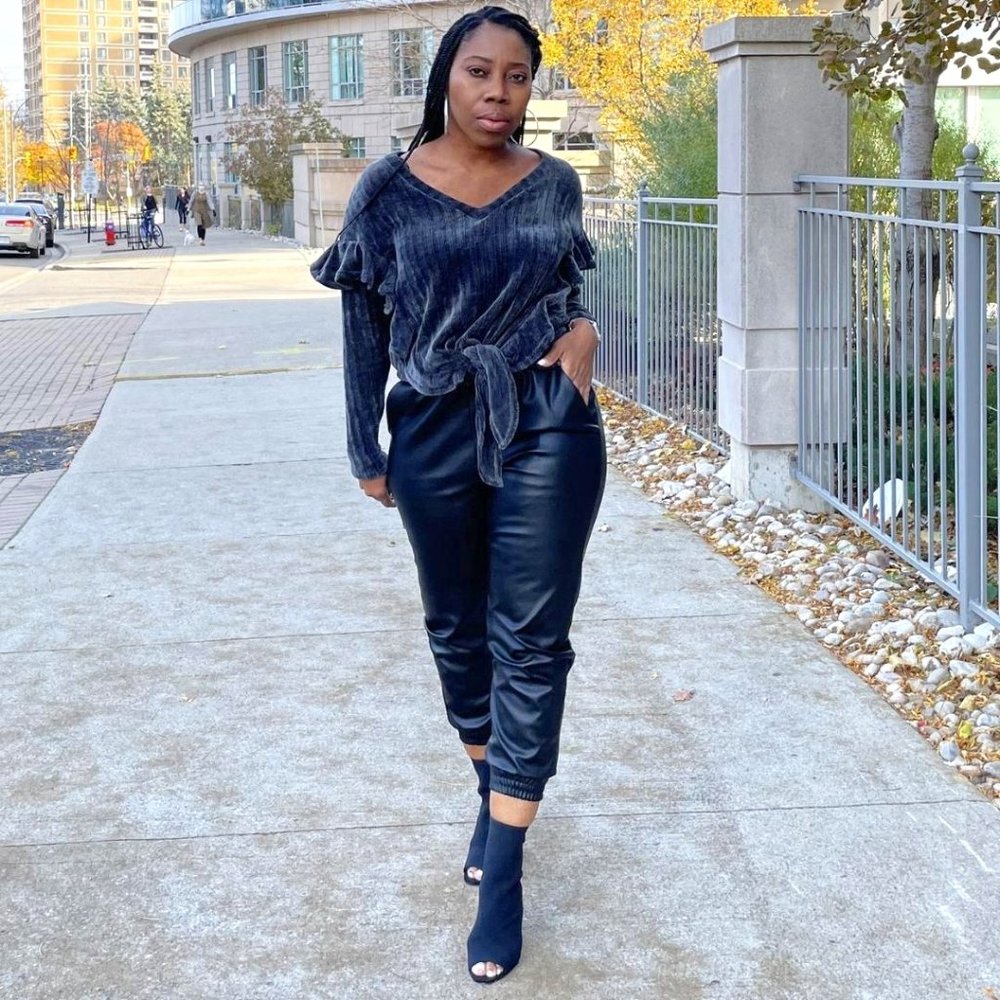 (NWT) Faux Leather Joggers - Black